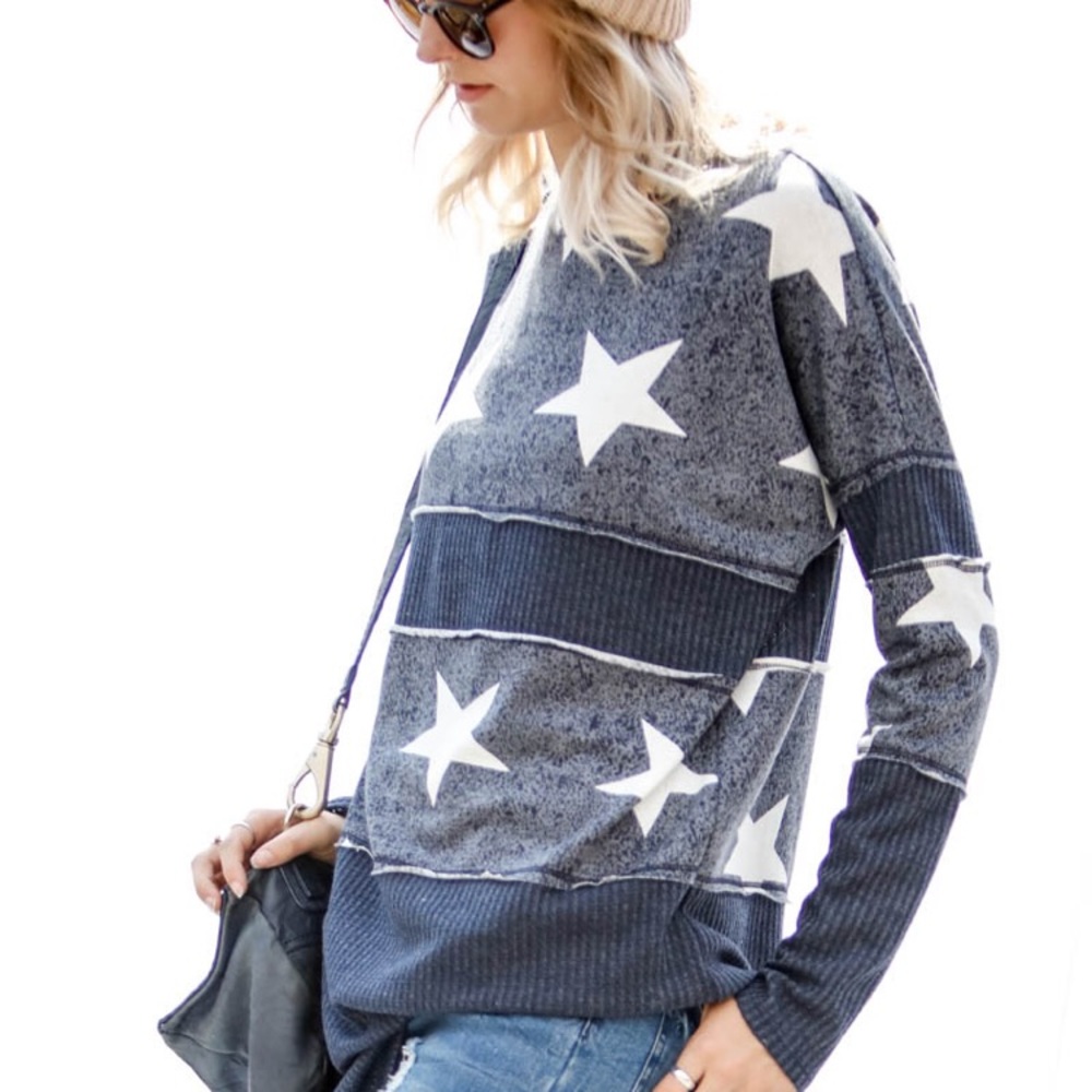 Navy Star Reversed Stitch Tunic - Picture 3 of 8